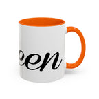 Queen Coffee Mug — Pink Accent Ceramic Mug with Script 'Queen' Design (11/15 oz) - 314 Originals