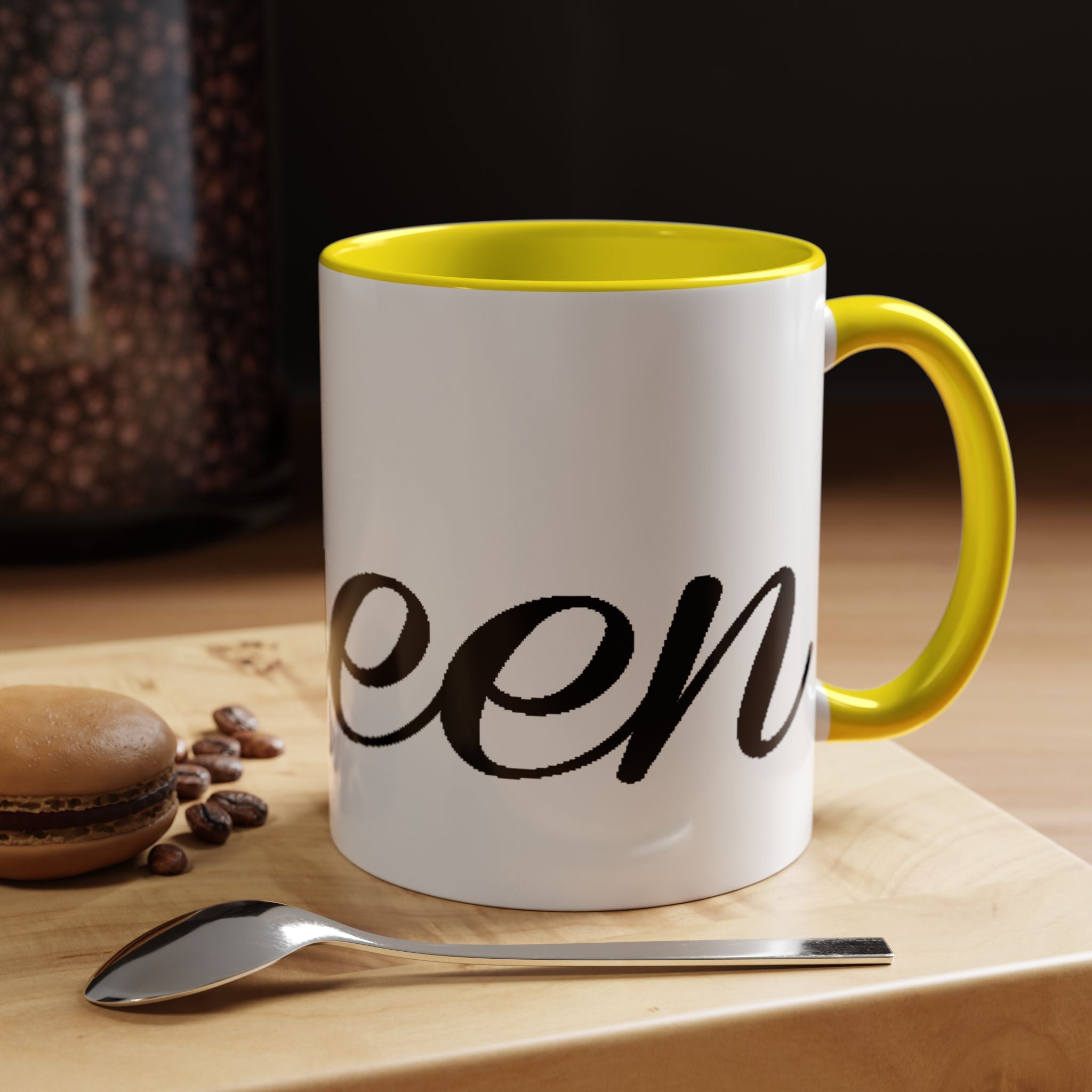 Queen Coffee Mug — Pink Accent Ceramic Mug with Script 'Queen' Design (11/15 oz) - 314 Originals