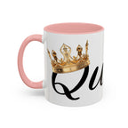 Queen Coffee Mug — Pink Accent Ceramic Mug with Script 'Queen' Design (11/15 oz) - 314 Originals