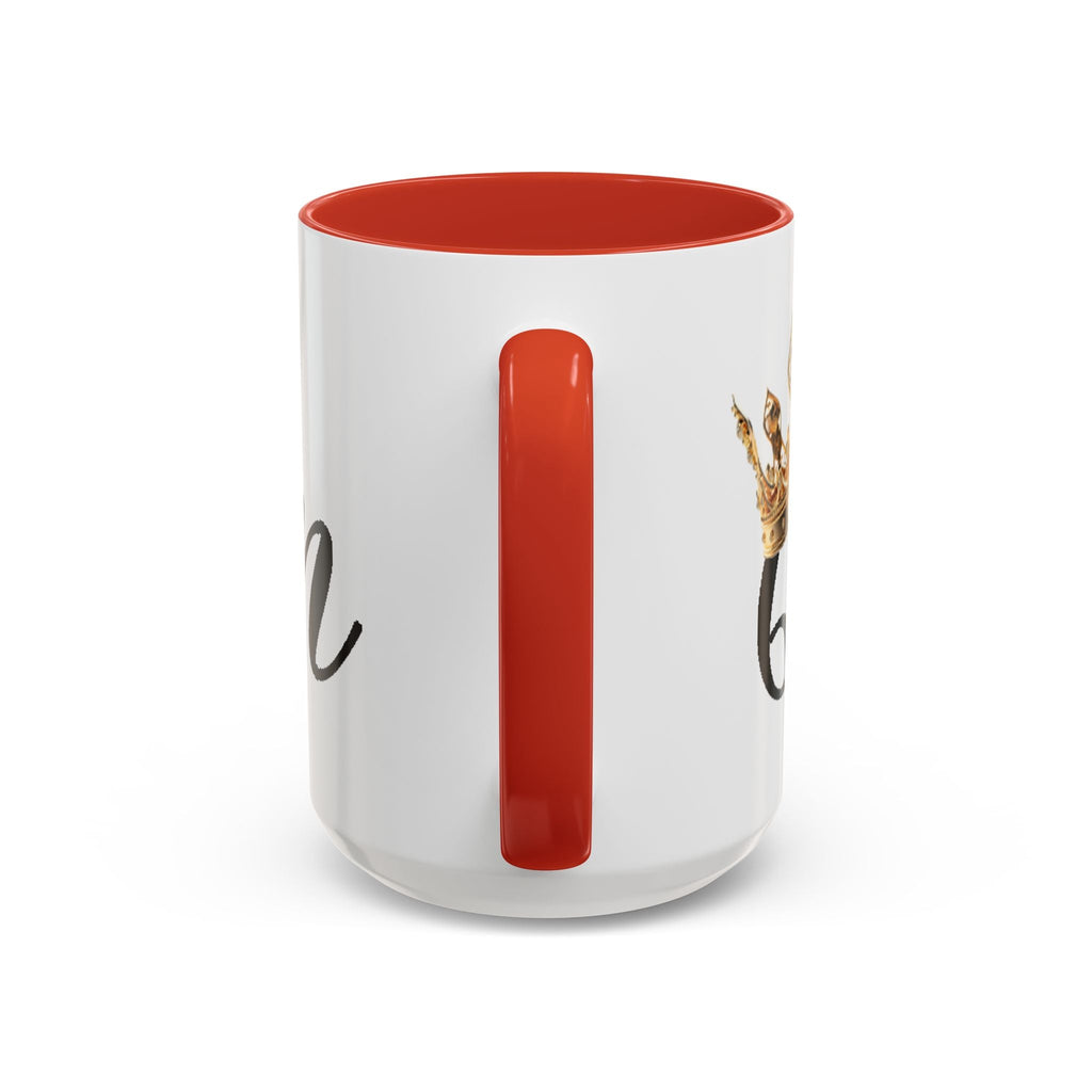 Queen Coffee Mug — Pink Accent Ceramic Mug with Script 'Queen' Design (11/15 oz) - 314 Originals