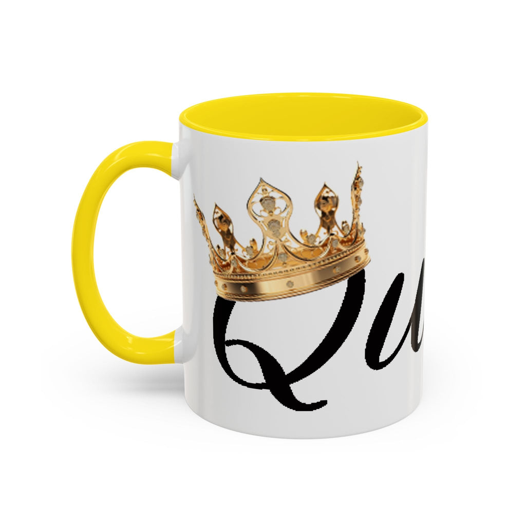 Queen Coffee Mug — Pink Accent Ceramic Mug with Script 'Queen' Design (11/15 oz) - 314 Originals