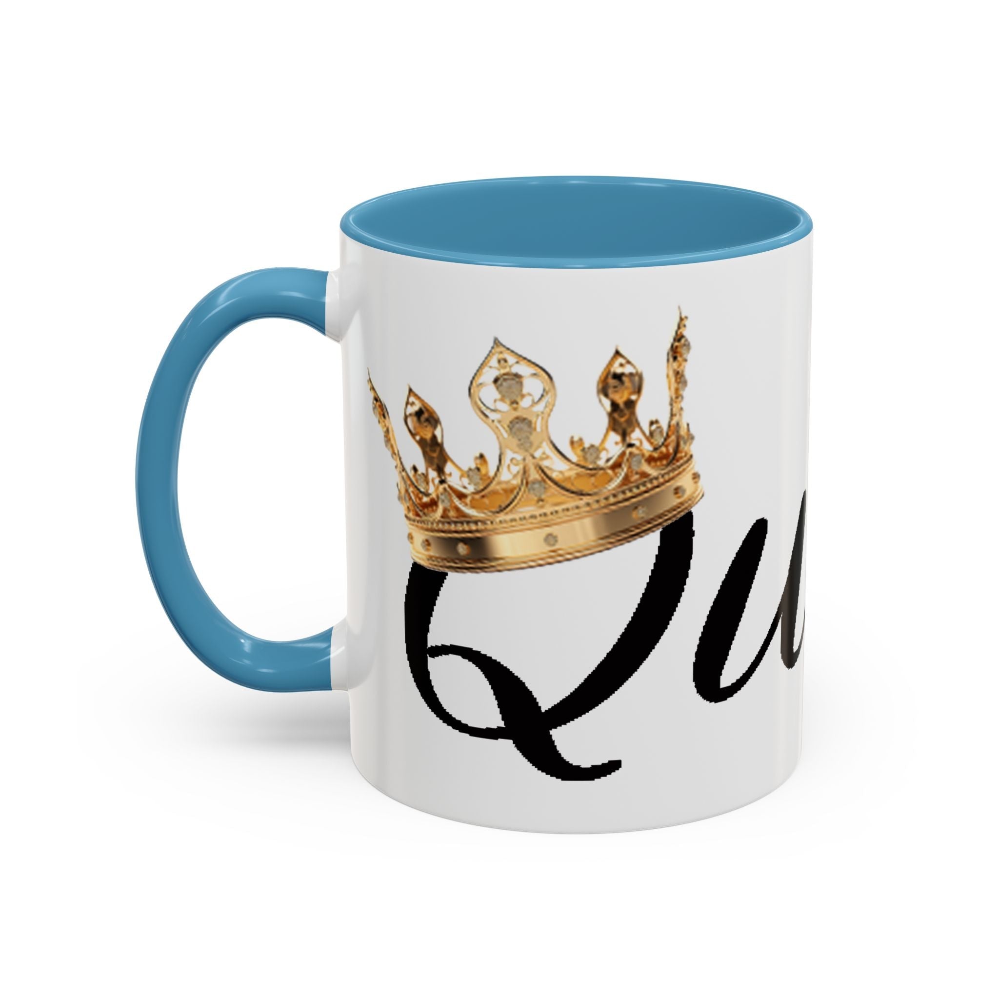 Queen Coffee Mug — Pink Accent Ceramic Mug with Script 'Queen' Design (11/15 oz) - 314 Originals