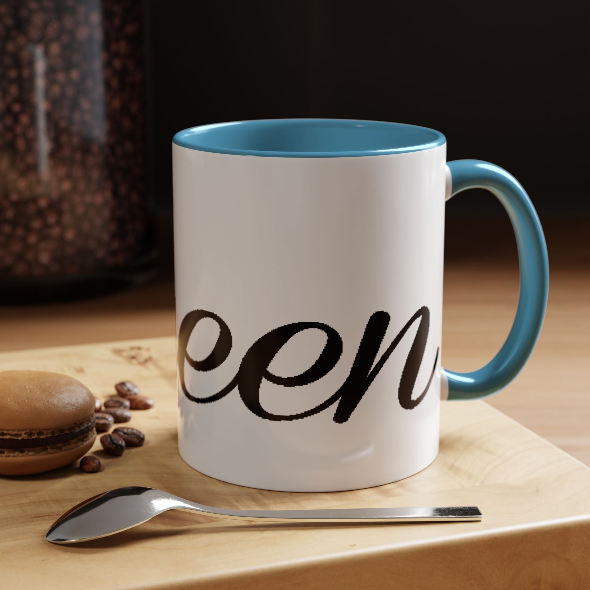Queen Coffee Mug — Pink Accent Ceramic Mug with Script 'Queen' Design (11/15 oz) - 314 Originals