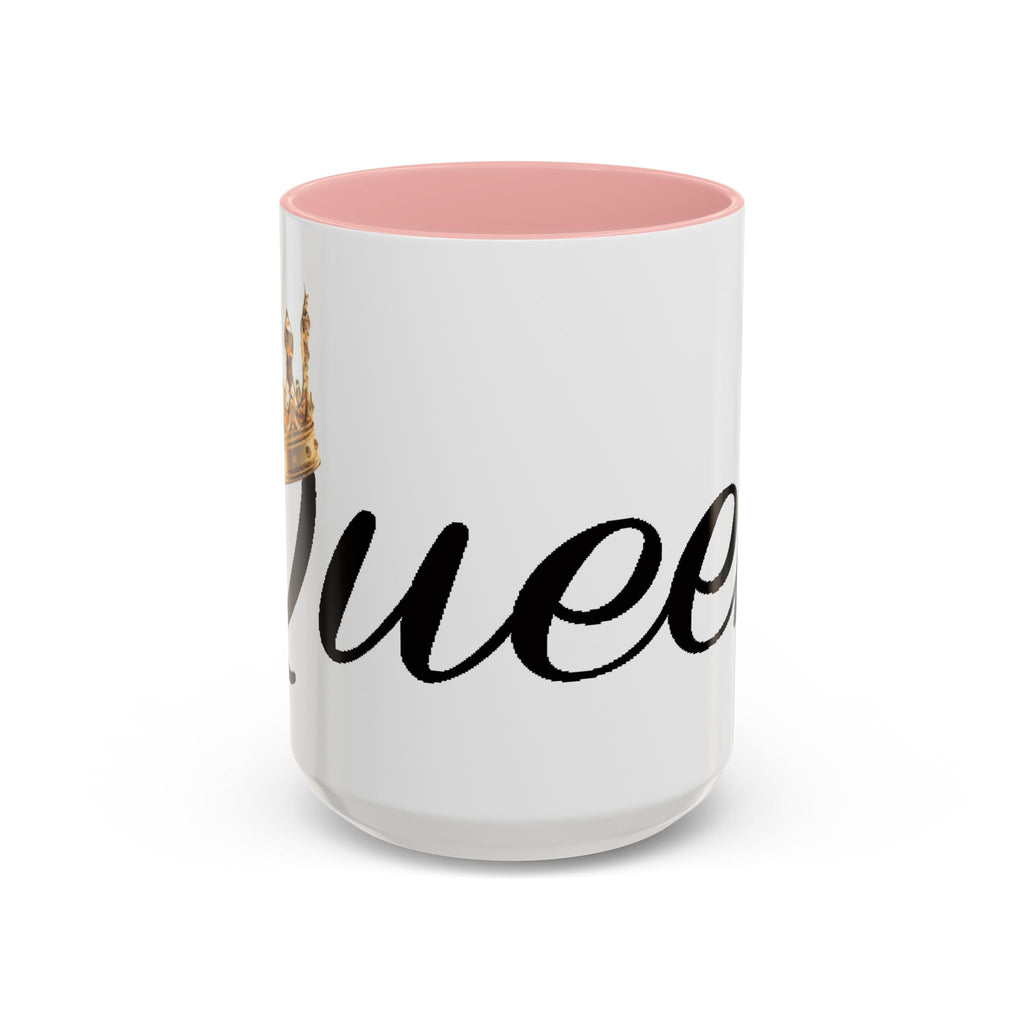 Queen Coffee Mug — Pink Accent Ceramic Mug with Script 'Queen' Design (11/15 oz) - 314 Originals
