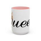 Queen Coffee Mug — Pink Accent Ceramic Mug with Script 'Queen' Design (11/15 oz) - 314 Originals