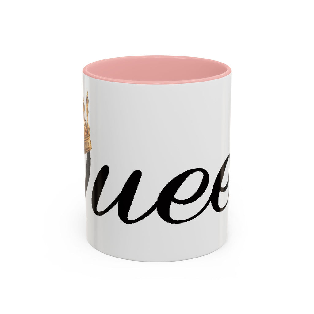 Queen Coffee Mug — Pink Accent Ceramic Mug with Script 'Queen' Design (11/15 oz) - 314 Originals