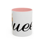 Queen Coffee Mug — Pink Accent Ceramic Mug with Script 'Queen' Design (11/15 oz) - 314 Originals