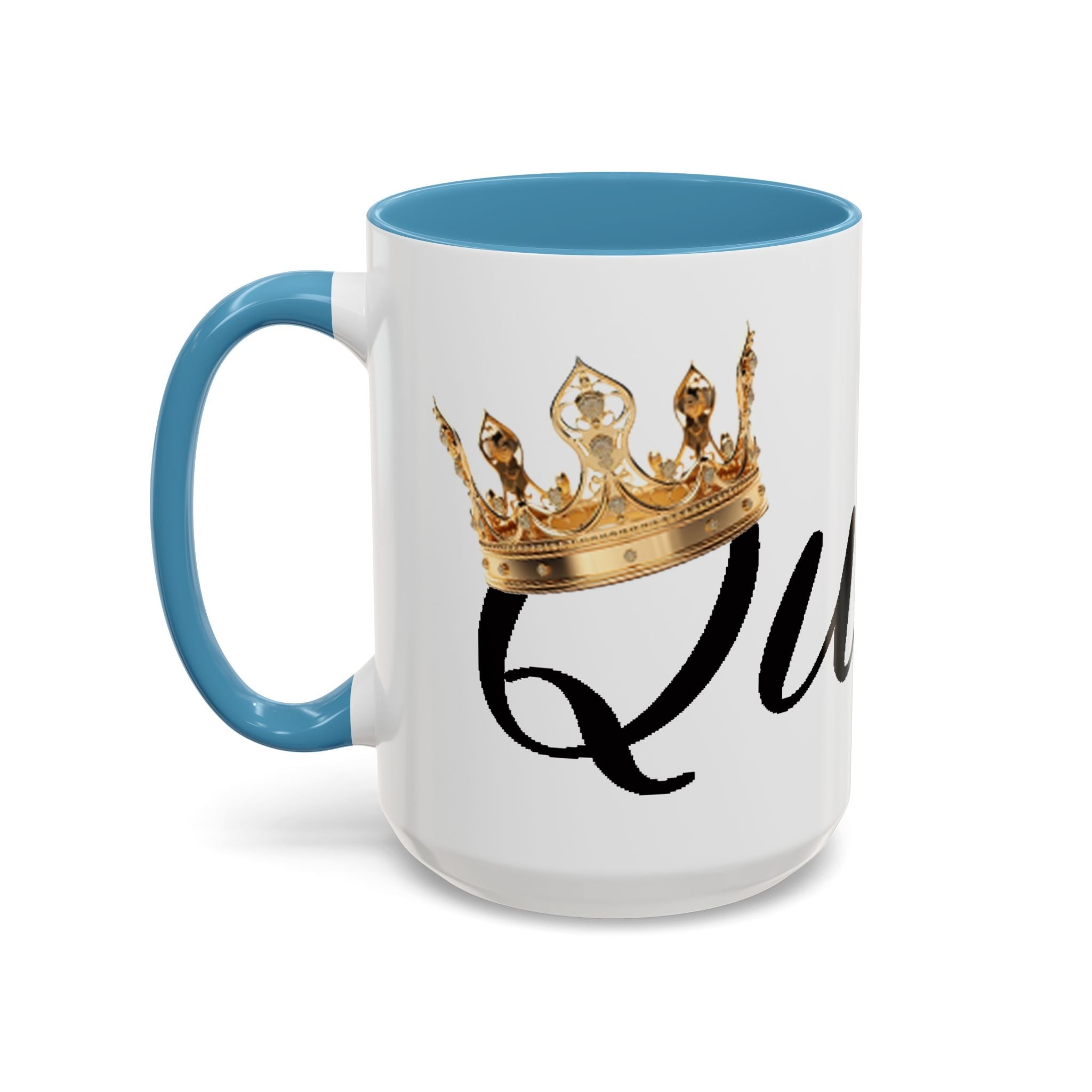 Queen Coffee Mug — Pink Accent Ceramic Mug with Script 'Queen' Design (11/15 oz) - 314 Originals