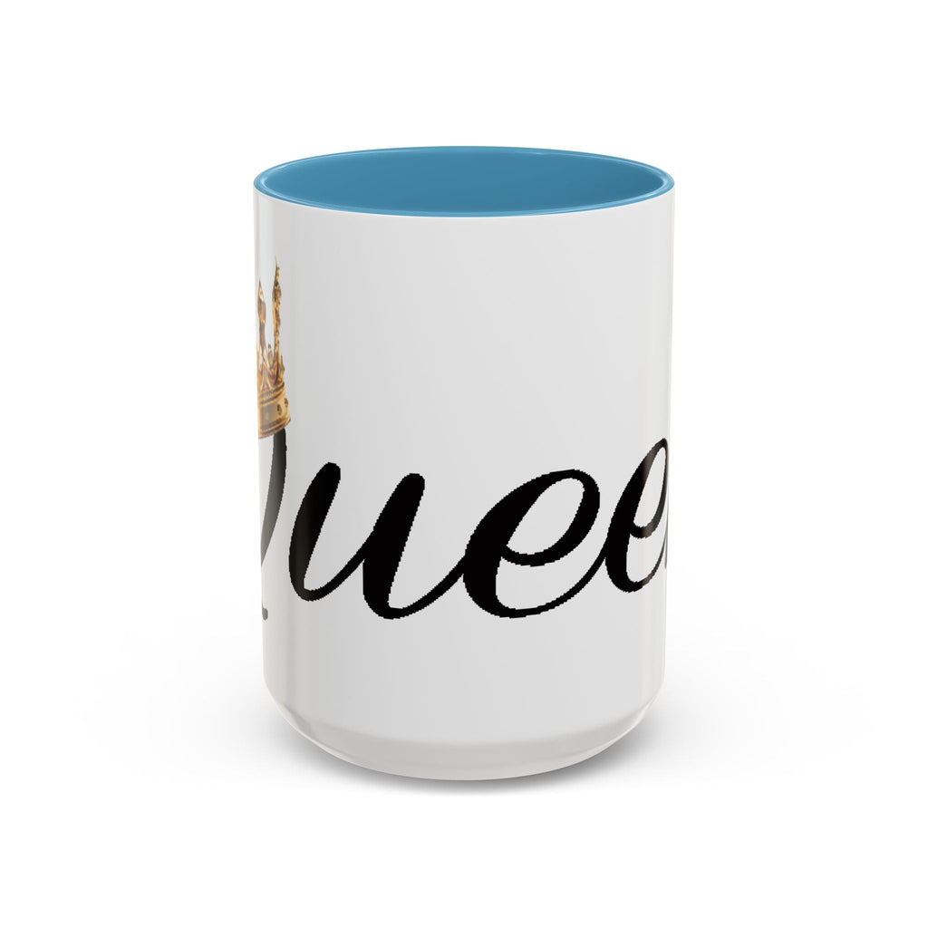 Queen Coffee Mug — Pink Accent Ceramic Mug with Script 'Queen' Design (11/15 oz) - 314 Originals