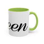 Queen Coffee Mug — Pink Accent Ceramic Mug with Script 'Queen' Design (11/15 oz) - 314 Originals