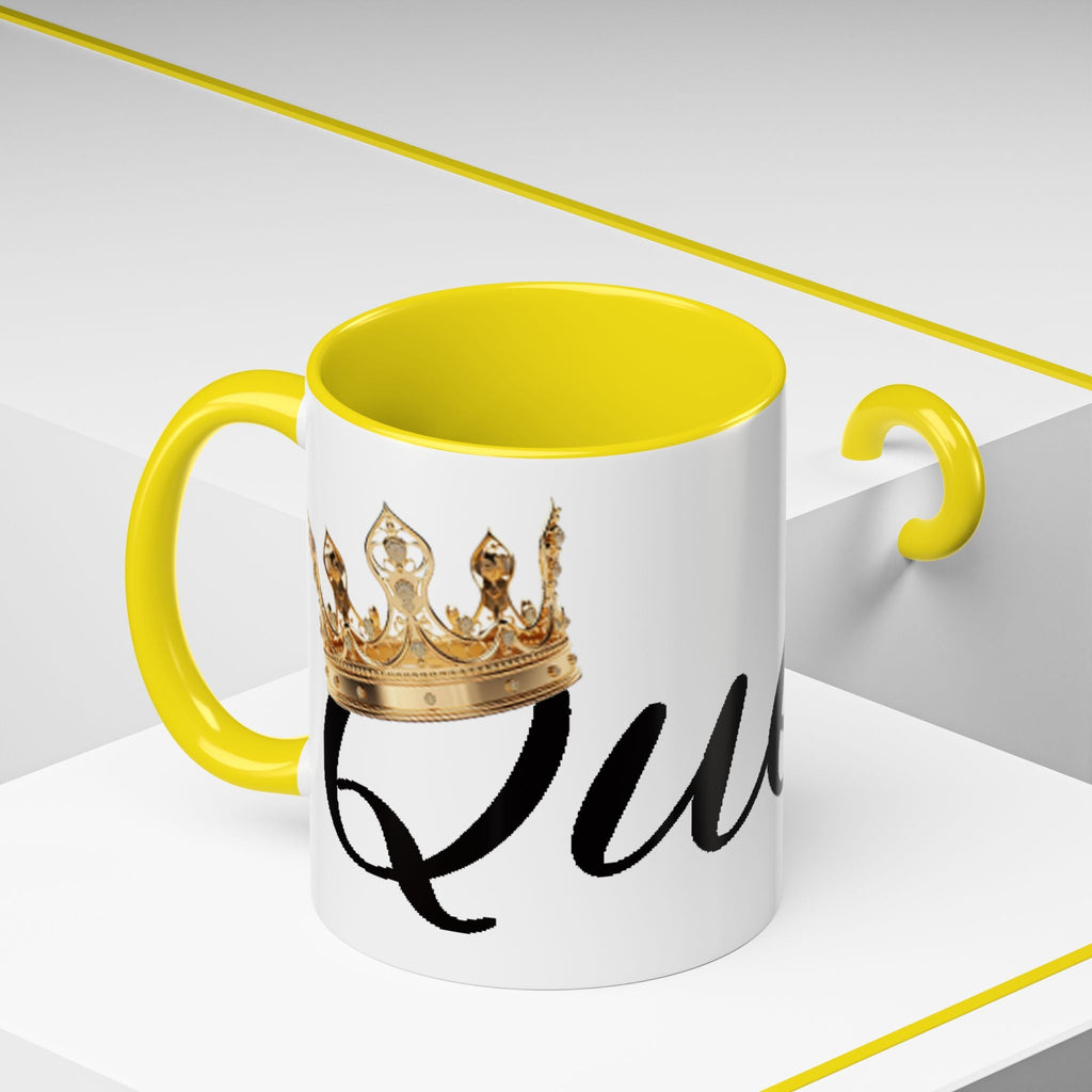 Queen Coffee Mug — Pink Accent Ceramic Mug with Script 'Queen' Design (11/15 oz) - 314 Originals