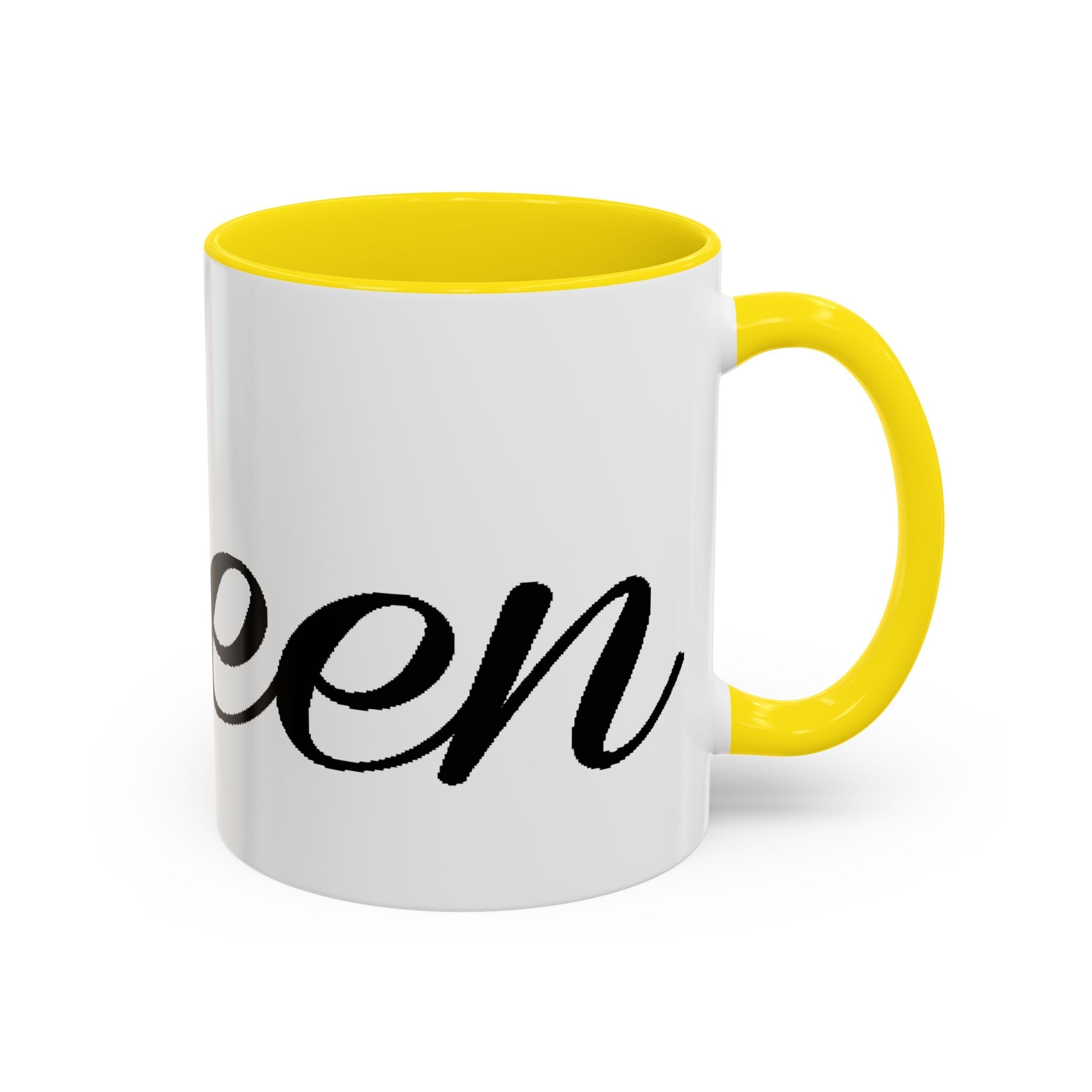 Queen Coffee Mug — Pink Accent Ceramic Mug with Script 'Queen' Design (11/15 oz) - 314 Originals