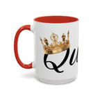 Queen Coffee Mug — Pink Accent Ceramic Mug with Script 'Queen' Design (11/15 oz) - 314 Originals