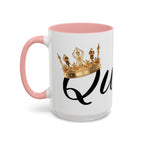 Queen Coffee Mug — Pink Accent Ceramic Mug with Script 'Queen' Design (11/15 oz) - 314 Originals