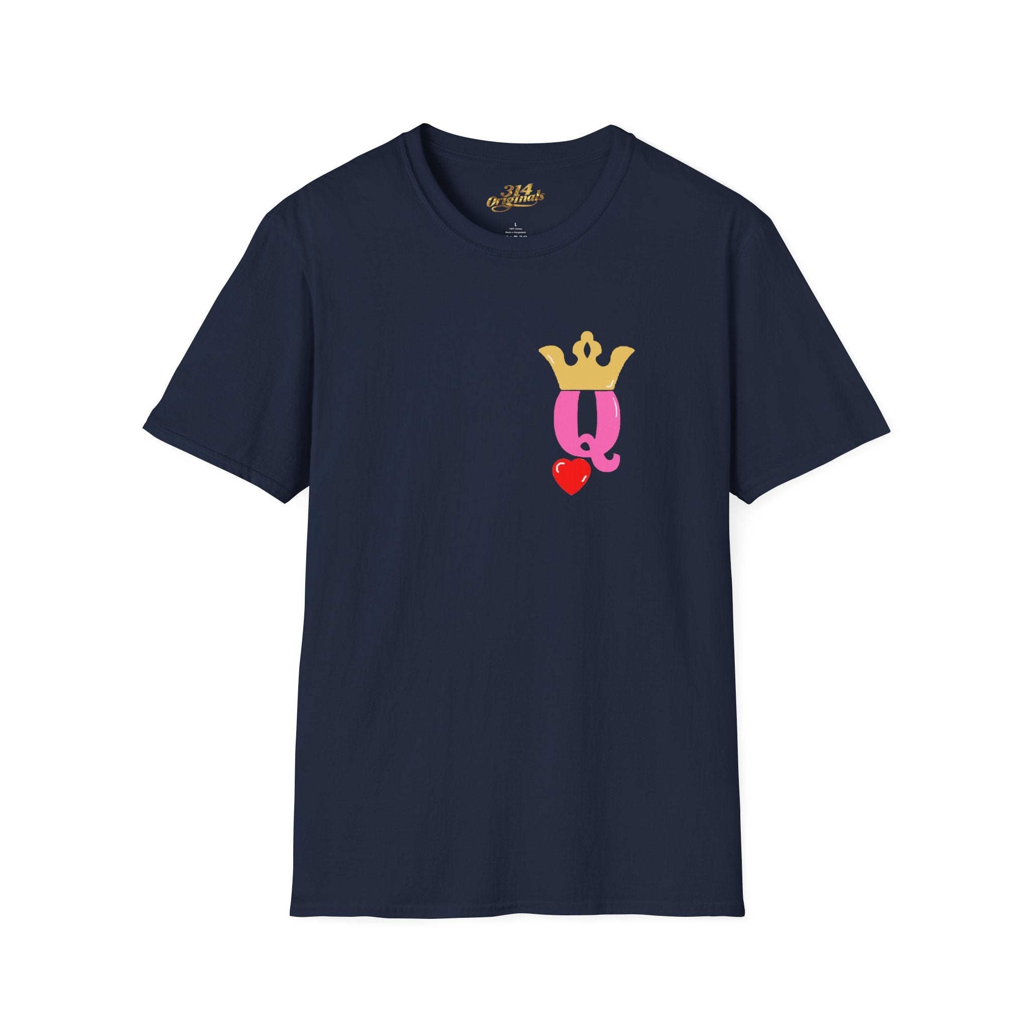 Queen Q Crown T-Shirt — Pink & Gold Heart Logo Tee - 314 Originals