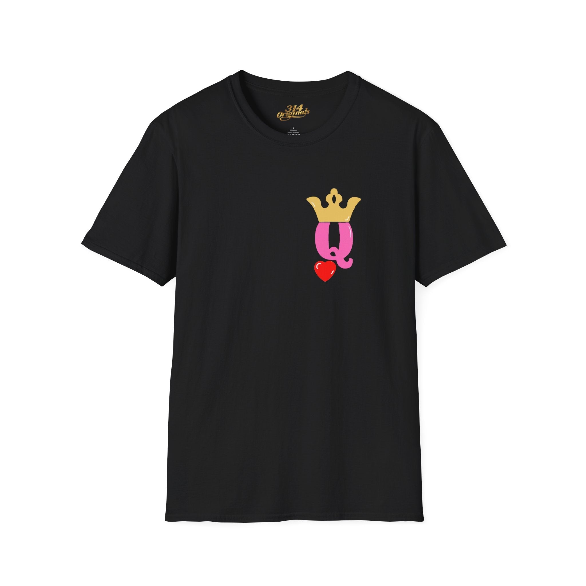 Queen Q Crown T-Shirt — Pink & Gold Heart Logo Tee - 314 Originals