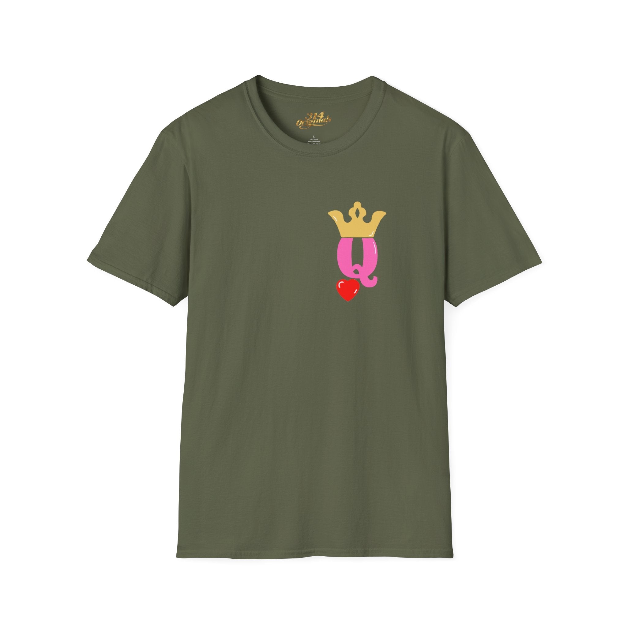 Queen Q Crown T-Shirt — Pink & Gold Heart Logo Tee - 314 Originals