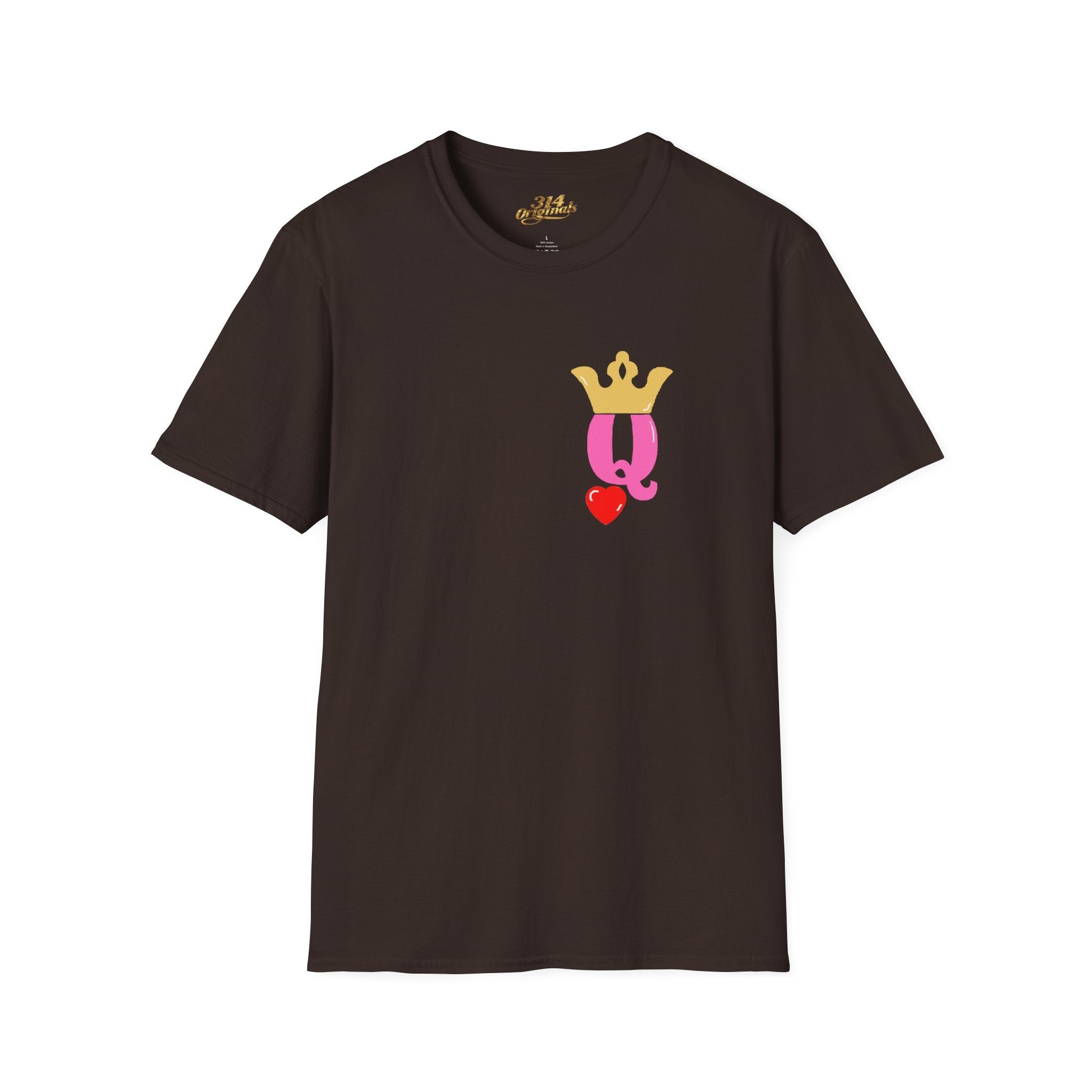 Queen Q Crown T-Shirt — Pink & Gold Heart Logo Tee - 314 Originals