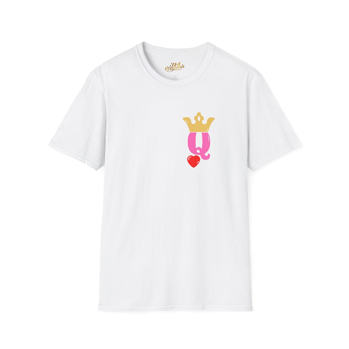 Queen Q Crown T-Shirt — Pink & Gold Heart Logo Tee - 314 Originals