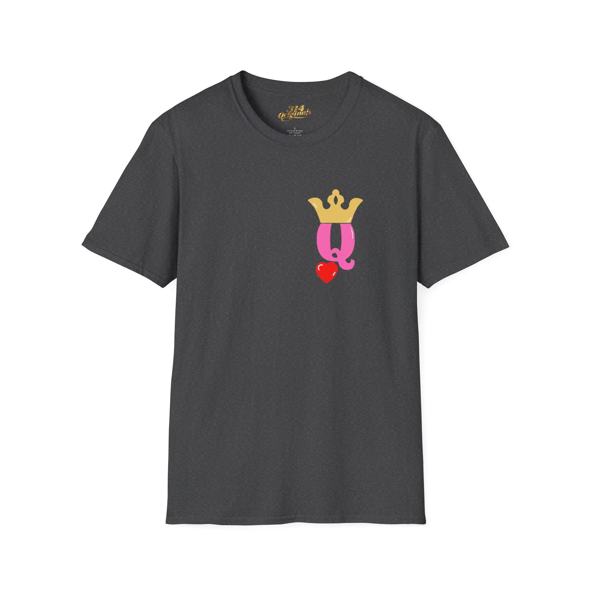 Queen Q Crown T-Shirt — Pink & Gold Heart Logo Tee - 314 Originals