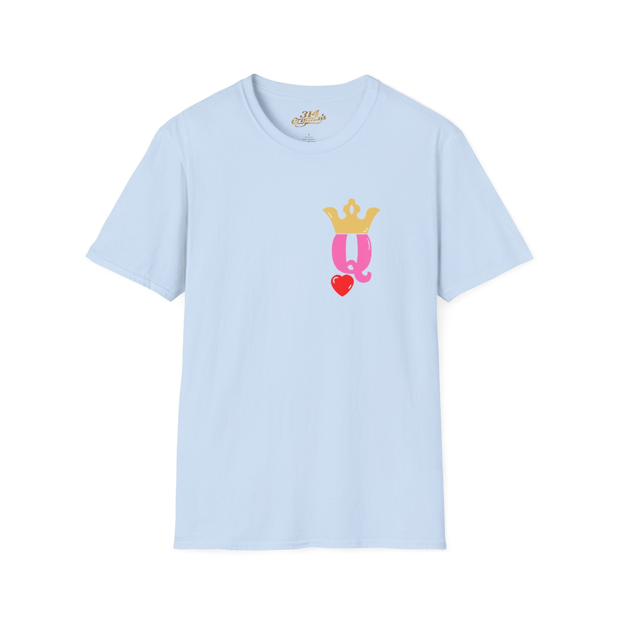 Queen Q Crown T-Shirt — Pink & Gold Heart Logo Tee - 314 Originals