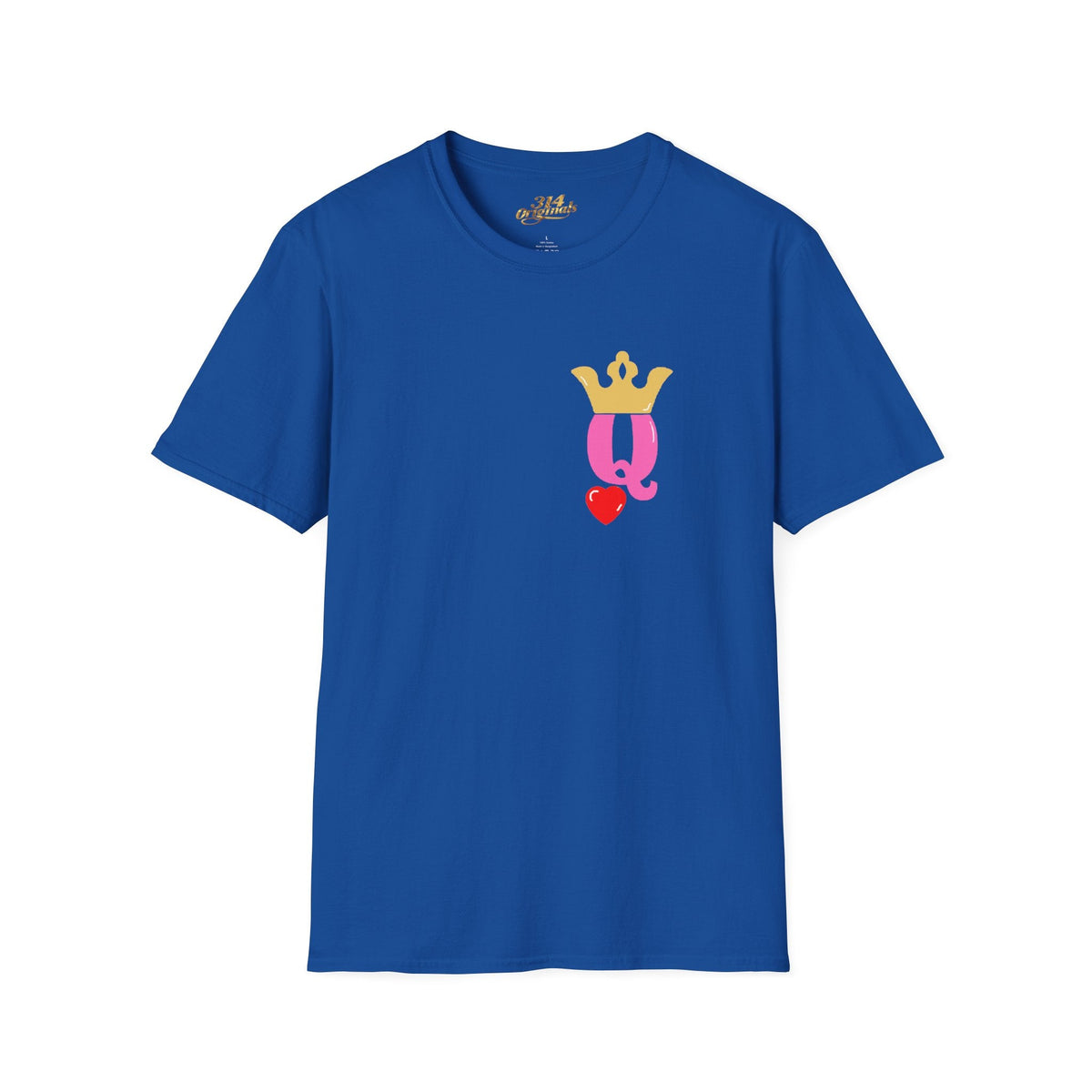 Queen Q Crown T-Shirt — Pink & Gold Heart Logo Tee - 314 Originals