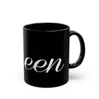 Queen Script Black Mug with Gold Crown — Royal Coffee Tea Gift - 314 Originals