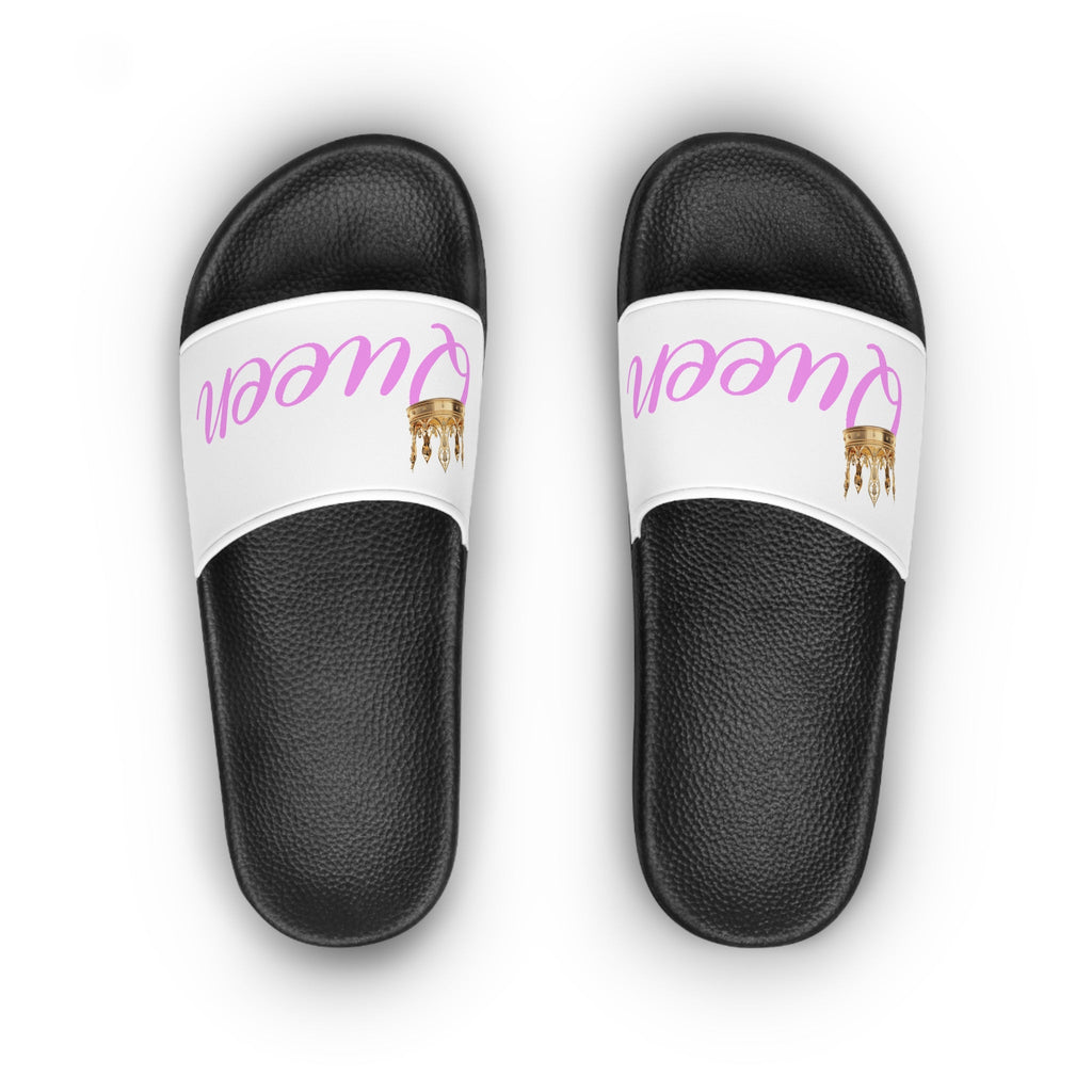 Queen Slide Sandals — Pink Script with Gold Crown - 314 Originals