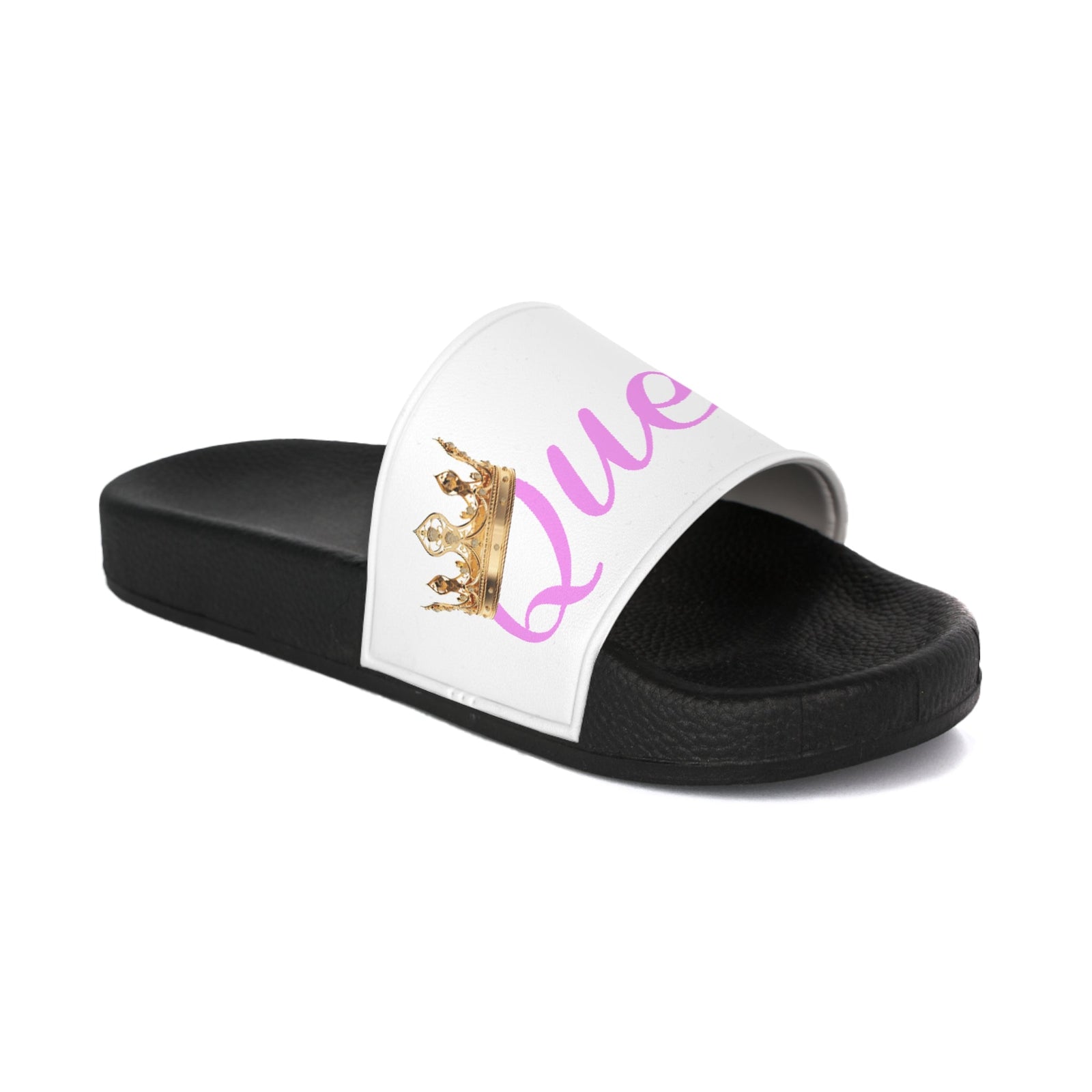 Queen Slide Sandals — Pink Script with Gold Crown - 314 Originals