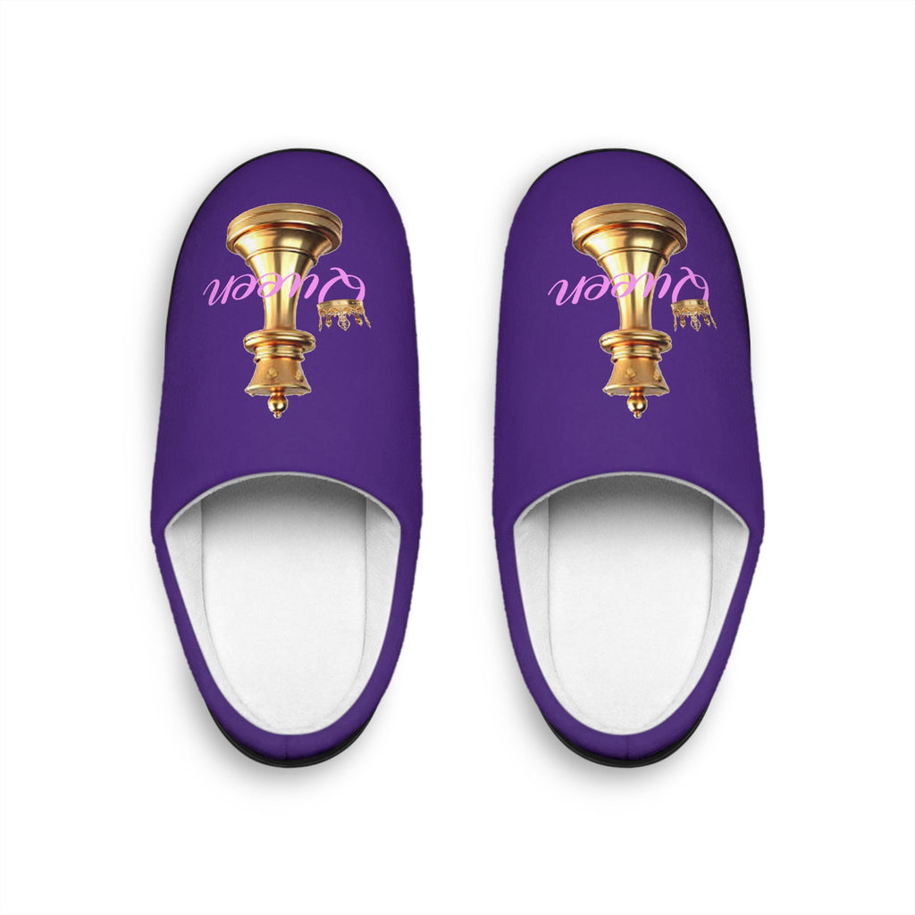 Queen Women's Indoor Slippers — Purple Regal Checkmate Cozy Slides - 314 Originals