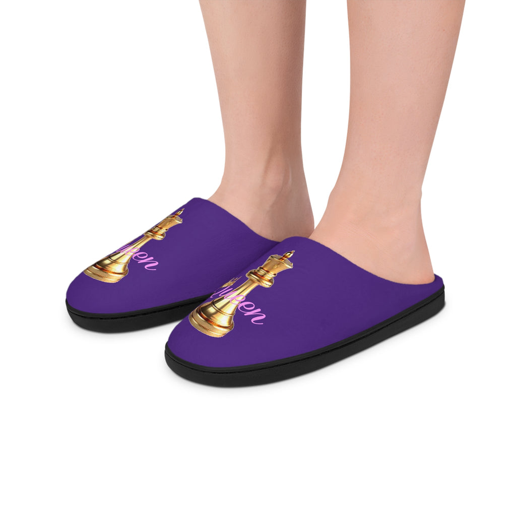 Queen Women's Indoor Slippers — Purple Regal Checkmate Cozy Slides - 314 Originals