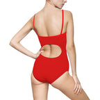 Red 314 Logo One-Piece Swimsuit — Women's Cutout Back Swimwear - 314 Originals
