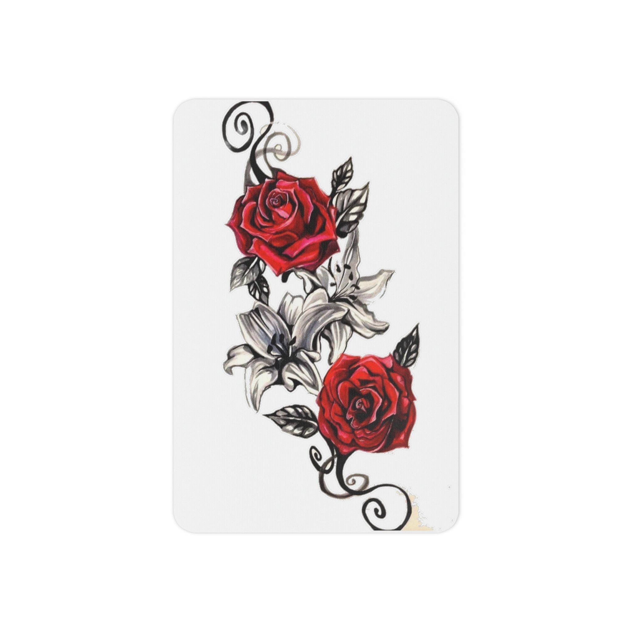 Red Rose & Lily Temporary Tattoo — Floral Vine Body Art Sticker - 314 Originals