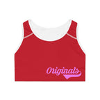 Red Sports Bra — "Originals" Pink Script Athletic Crop Top - 314 Originals