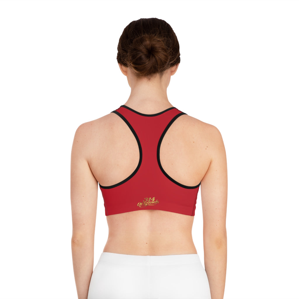 Red Sports Bra — "Originals" Pink Script Athletic Crop Top - 314 Originals