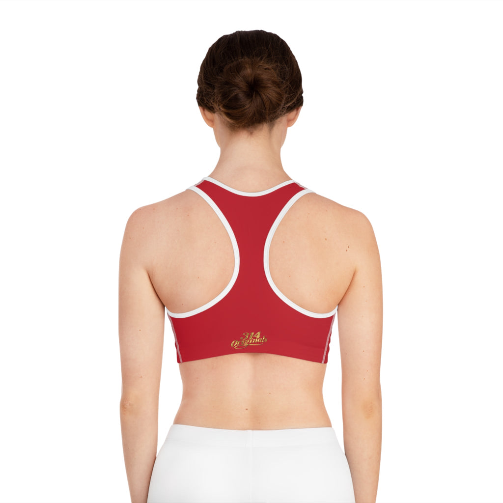 Red Sports Bra — "Originals" Pink Script Athletic Crop Top - 314 Originals