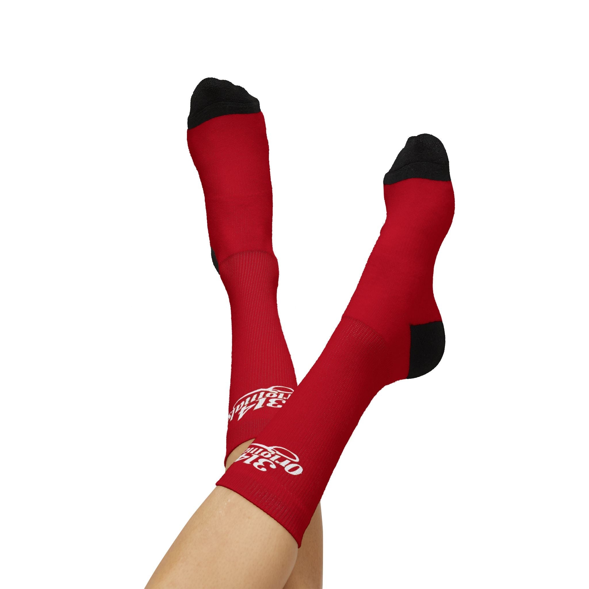 Red Sublimation Socks with '314 Originals' Script — Athletic Crew Socks - 314 Originals