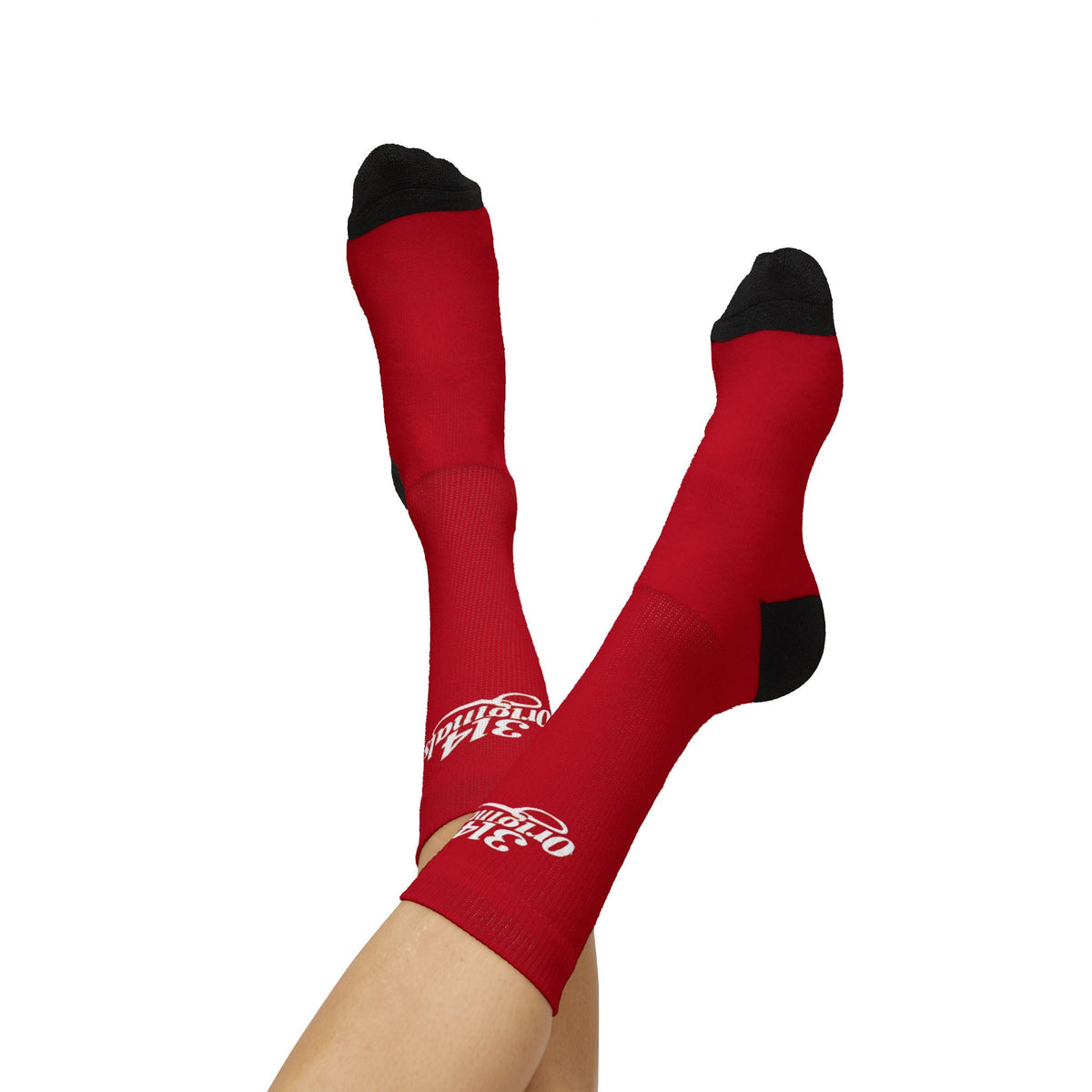 Red Sublimation Socks with '314 Originals' Script — Athletic Crew Socks - 314 Originals