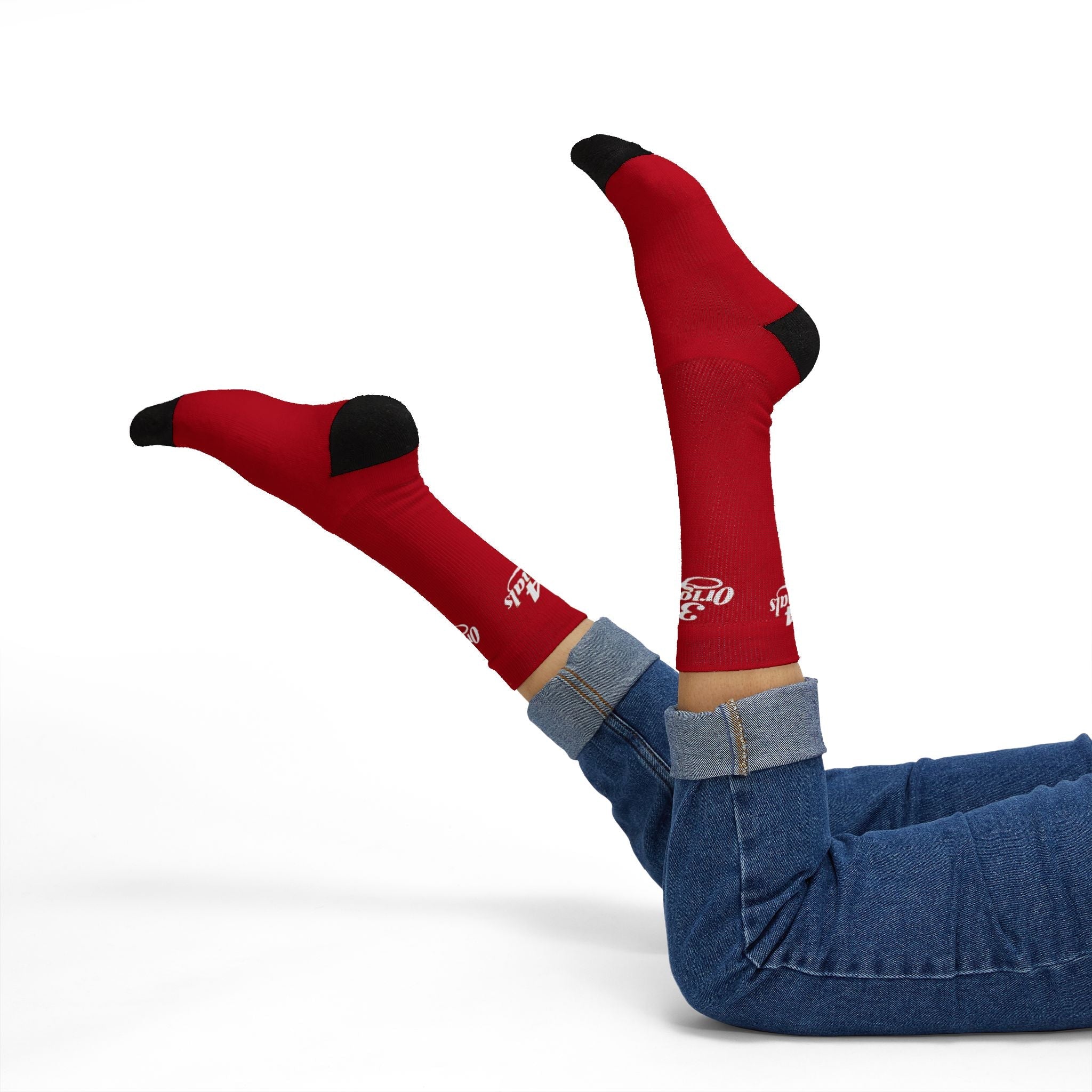Red Sublimation Socks with '314 Originals' Script — Athletic Crew Socks - 314 Originals