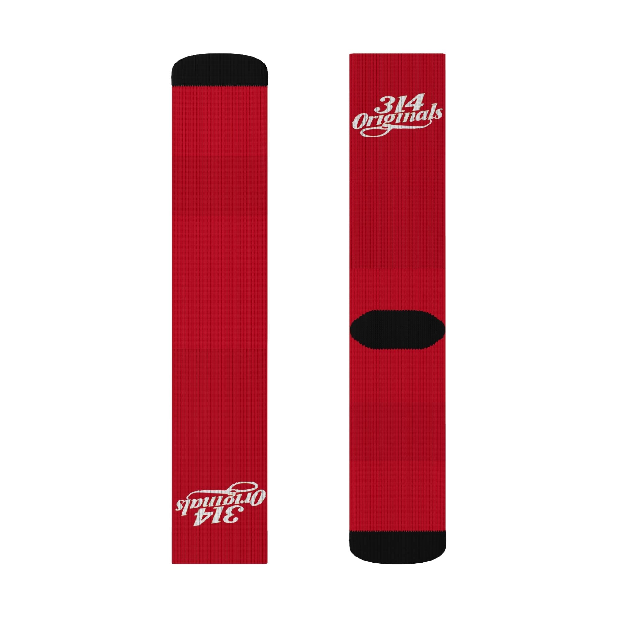 Red Sublimation Socks with '314 Originals' Script — Athletic Crew Socks - 314 Originals