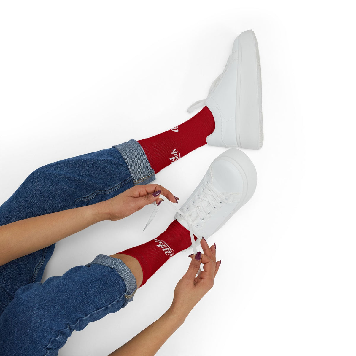 Red Sublimation Socks with '314 Originals' Script — Athletic Crew Socks - 314 Originals