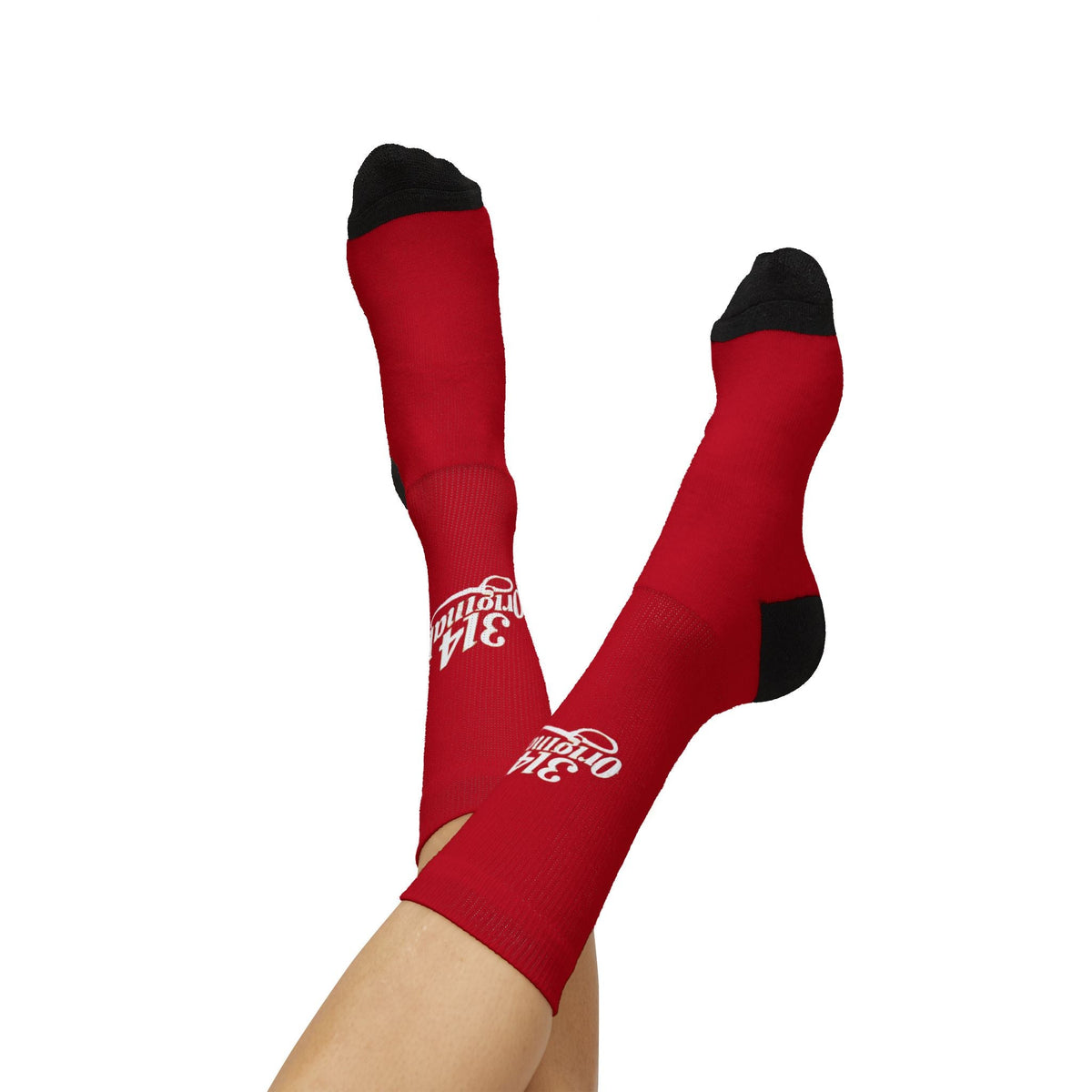 Red Sublimation Socks with '314 Originals' Script — Athletic Crew Socks - 314 Originals