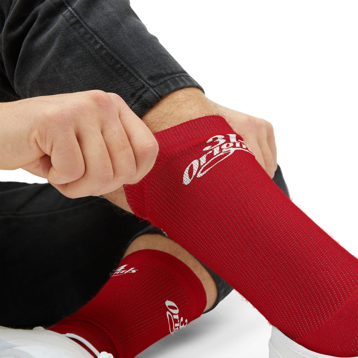 Red Sublimation Socks with '314 Originals' Script — Athletic Crew Socks - 314 Originals