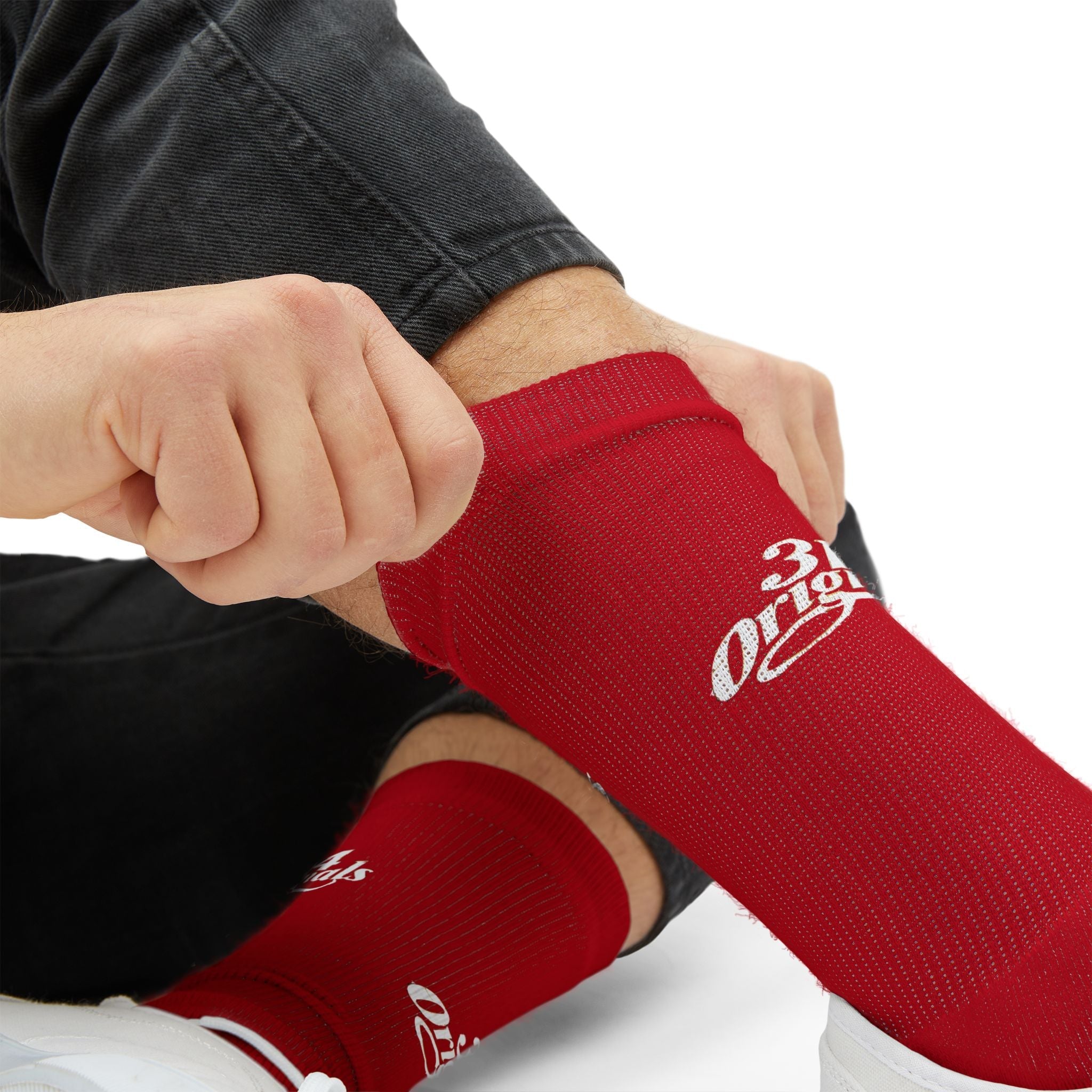 Red Sublimation Socks with '314 Originals' Script — Athletic Crew Socks - 314 Originals