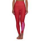 Red Yoga Leggings — High-Waisted Leggings with Pink “Originals” Side Script - 314 Originals