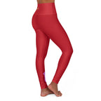 Red Yoga Leggings — High-Waisted Leggings with Pink “Originals” Side Script - 314 Originals