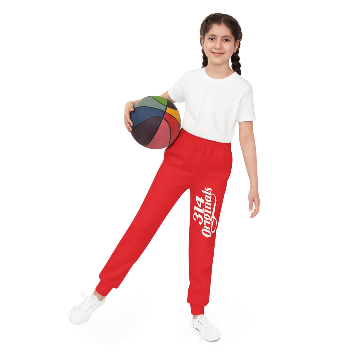 Red Youth Joggers with 314 Originals Side Graphic — Kids Athletic Sweatpants - 314 Originals