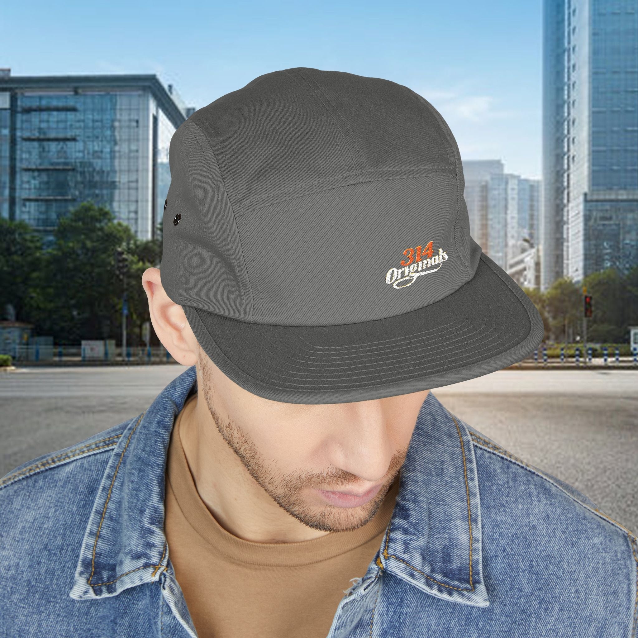 Retro Script Logo Embroidered 5-Panel Cap — - 314 Originals