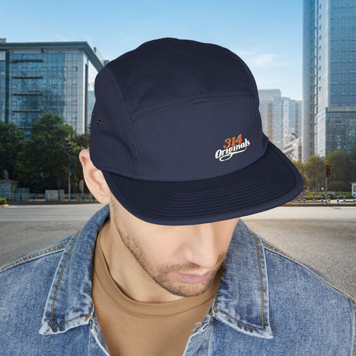 Retro Script Logo Embroidered 5-Panel Cap — - 314 Originals