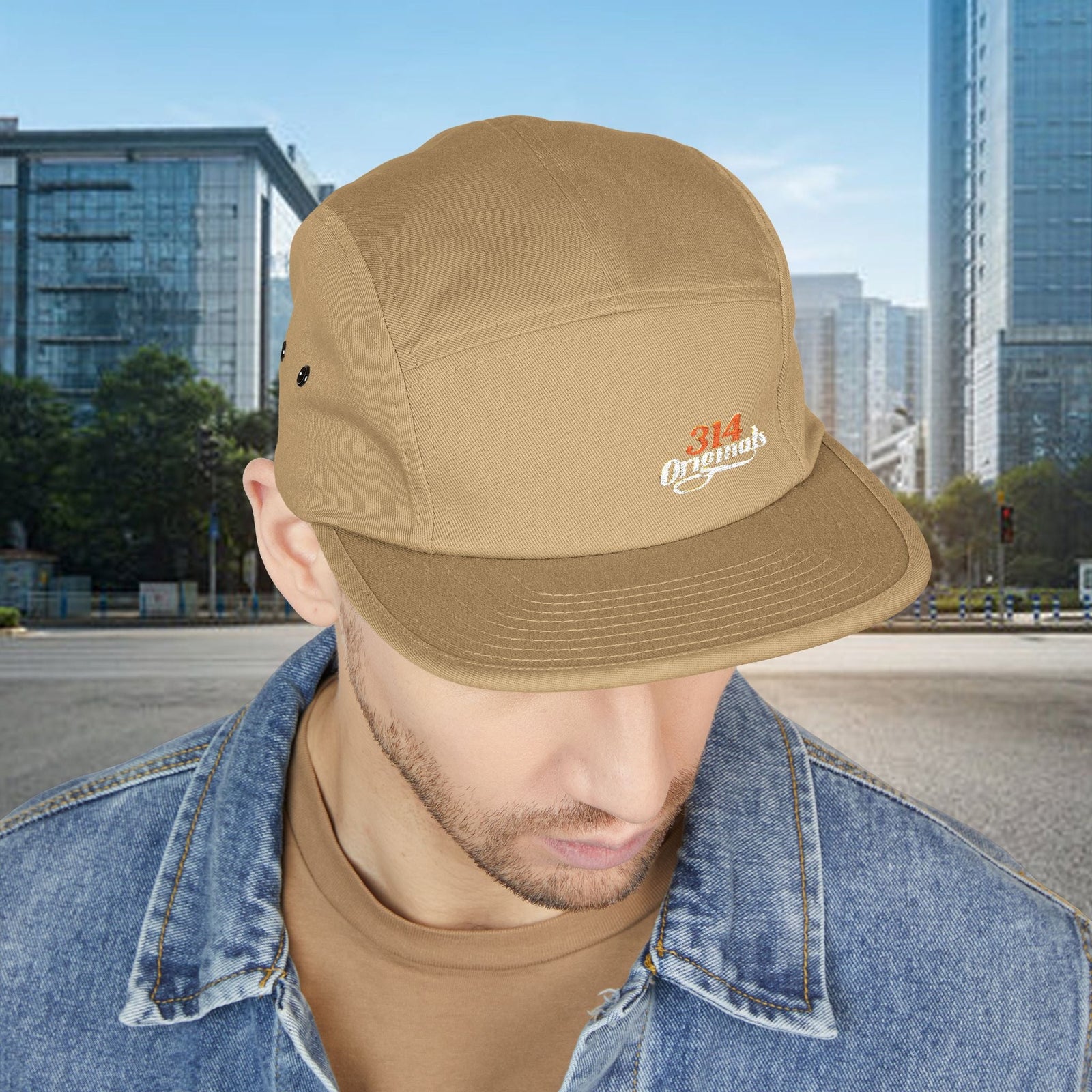 Retro Script Logo Embroidered 5-Panel Cap — - 314 Originals